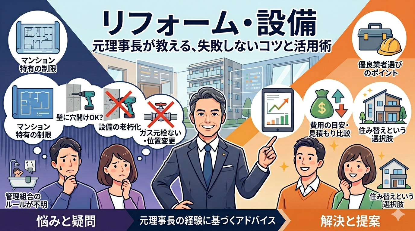 マンションリフォームと設備の悩み解決！元理事長の実践対処法